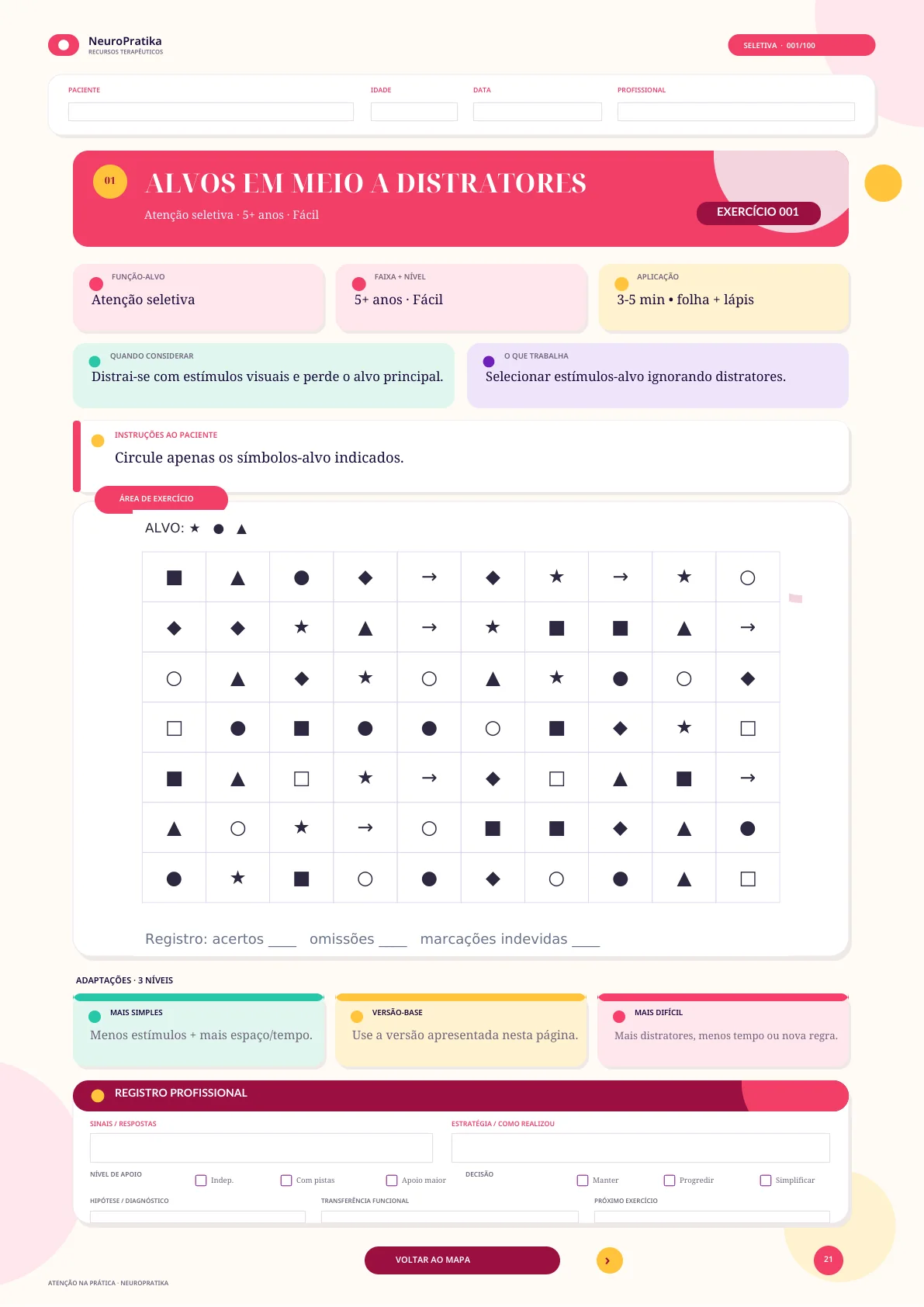 Atenção — caça a letras com foco em rastreio visual.