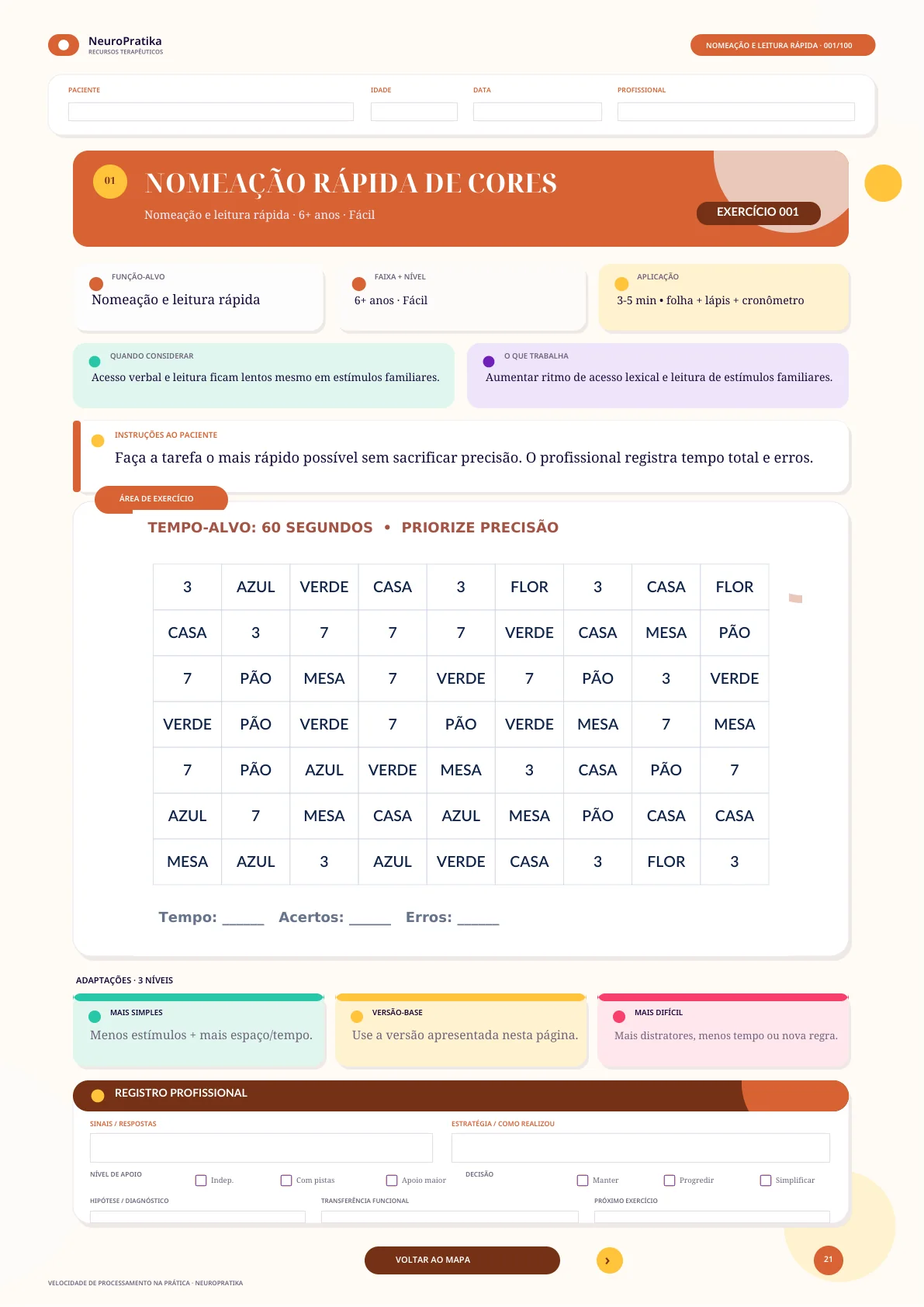 Velocidade de Processamento — resposta rápida com comparação visual.